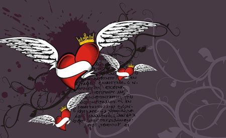 heraldic wingedheart background in vector formatのイラスト素材