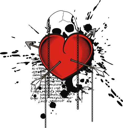 heraldic heart for tshirt in vector formatのイラスト素材