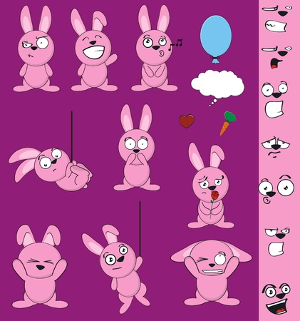 bunny funny cartoon set in vector formatのイラスト素材