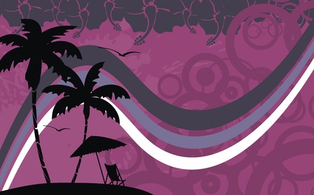 hawaiian tropical beach background in vector formatのイラスト素材