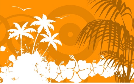 hawaiian tropical beach background in vector formatのイラスト素材