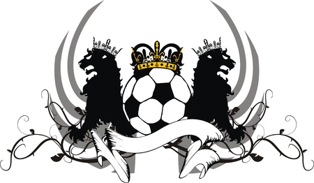 heraldic soccer lion crest in vector formatのイラスト素材
