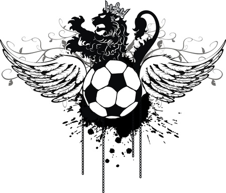 heraldic soccer lion crest in vector formatのイラスト素材