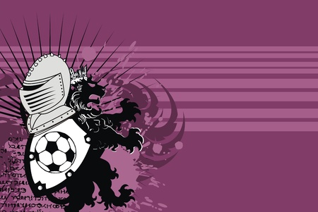 heraldic soccer lion background in vector formatのイラスト素材