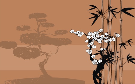 japan bamboo background in vector formatのイラスト素材