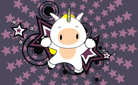 unicorn baby cartoon jump backgroundのイラスト素材