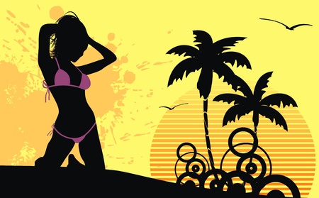 tropical hawaii girl backgroundのイラスト素材