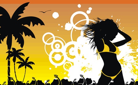 tropical hawaii girl background  のイラスト素材
