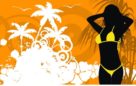 tropical hawaii girl background  のイラスト素材