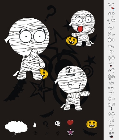 mummy hallooween cartoon set のイラスト素材