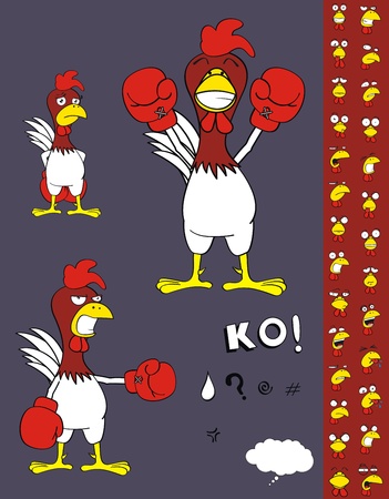 chicken boxing cartoon set のイラスト素材