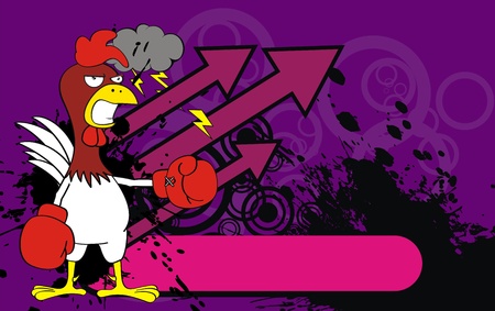 chicken boxing cartoon background のイラスト素材