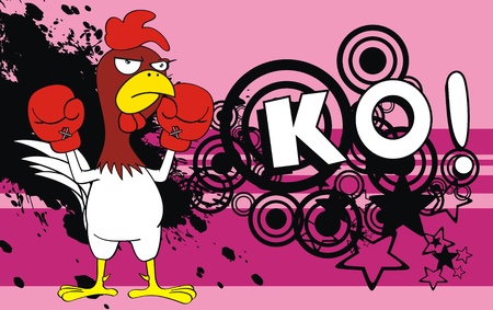chicken boxing cartoon backgroundのイラスト素材