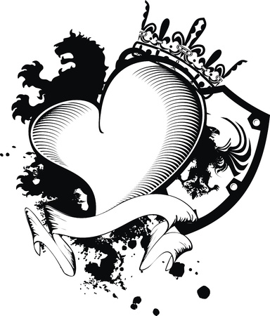 heraldic heart black in formatのイラスト素材