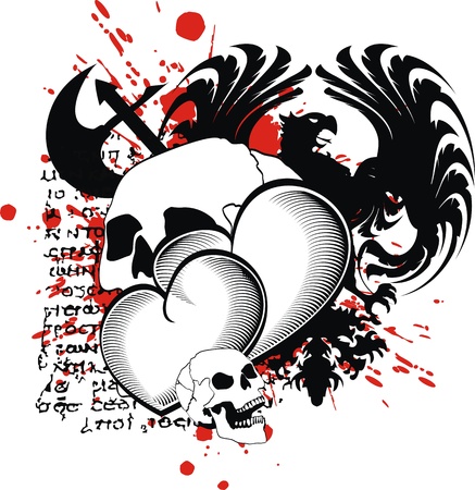 heraldic heart black in formatのイラスト素材