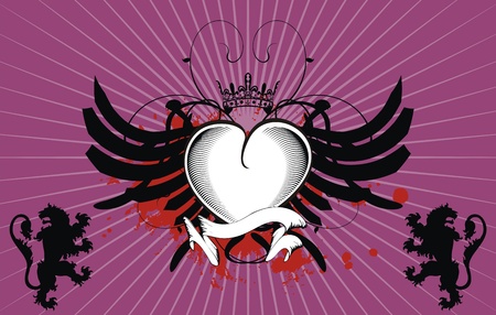 heraldic heart black background のイラスト素材