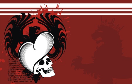 heraldic heart black background のイラスト素材