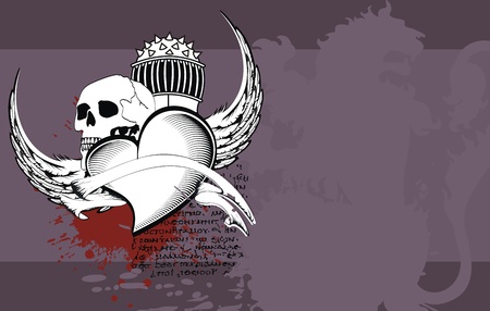 heraldic heart black backgroundのイラスト素材
