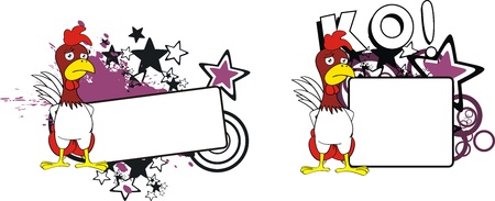 chicken boxing cartoon copyspace のイラスト素材