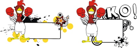 chicken boxing cartoon copyspace のイラスト素材