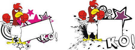 chicken boxing cartoon copyspace のイラスト素材