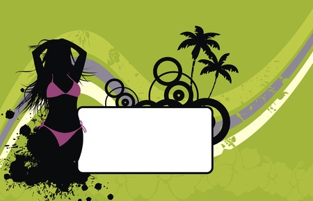 tropical hawaii girl background in vector formatのイラスト素材