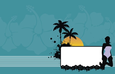 tropical hawaii girl background in vector formatのイラスト素材