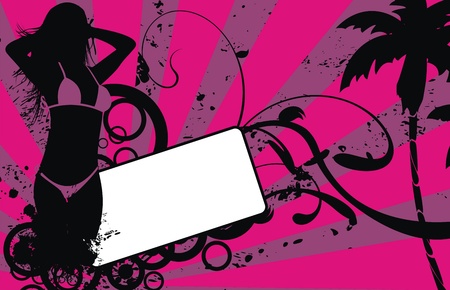 tropical hawaii girl background in vector formatのイラスト素材