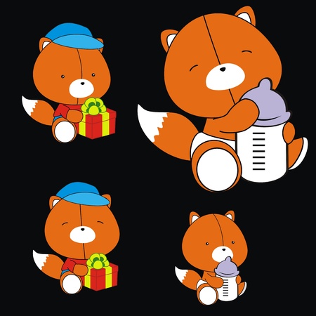 fox baby cartoon set in vector formatのイラスト素材