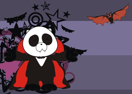 panda bear dracula cartoon background in vector formatのイラスト素材