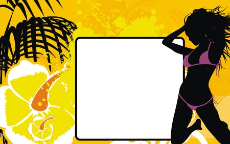 tropical hawaii girl background in vector formatのイラスト素材