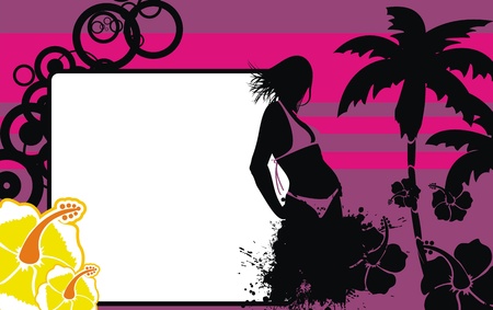 tropical hawaii girl background in vector formatのイラスト素材