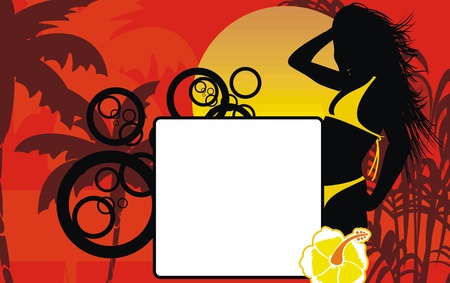 tropical hawaii girl background in vector formatのイラスト素材