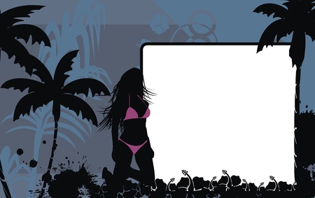 tropical hawaii girl background in vector formatのイラスト素材