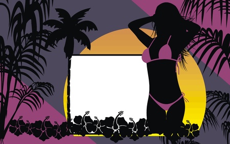 tropical hawaii girl background in vector formatのイラスト素材