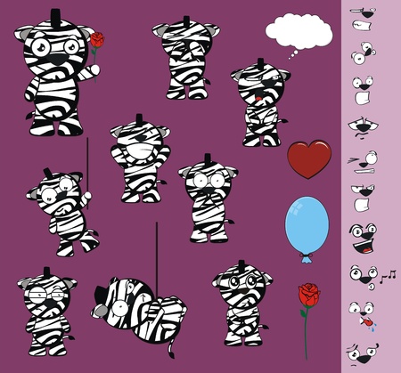 zebra funny cartoon set in vector formatのイラスト素材