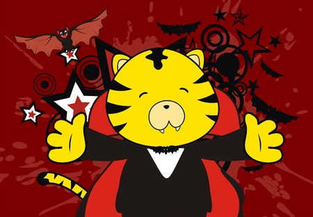 tiger dracula cartoon background のイラスト素材