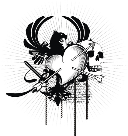 heraldic heart arrows crestのイラスト素材