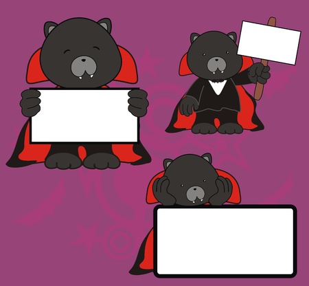 panther dracula cartoon signboard set のイラスト素材