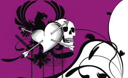 heraldic heart arrows crest background in vector formatのイラスト素材