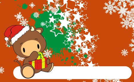 bull baby claus cartoon xmas background in vector formatのイラスト素材