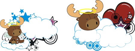 reindeer kid cartoon angel in vector formatのイラスト素材