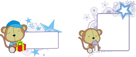 monkey baby cartoon copyspace  in vector formatのイラスト素材