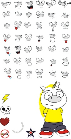 unicorn kid cartoon set in vector formatのイラスト素材