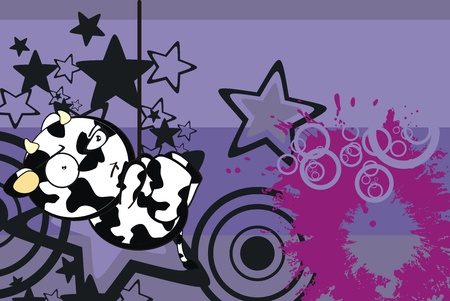 funny cow cartoon background in vector formatのイラスト素材
