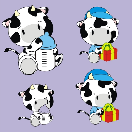 cow baby cartoon set in format very easy to editのイラスト素材