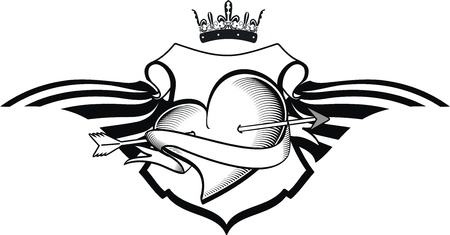 heraldic heart tattooのイラスト素材