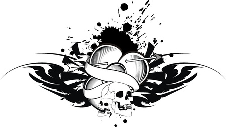 heraldic heart tattooのイラスト素材