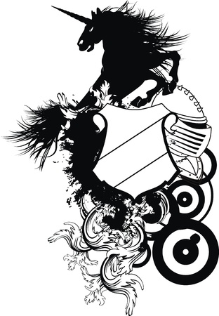 heraldic unicorn coat of arms tattoo のイラスト素材