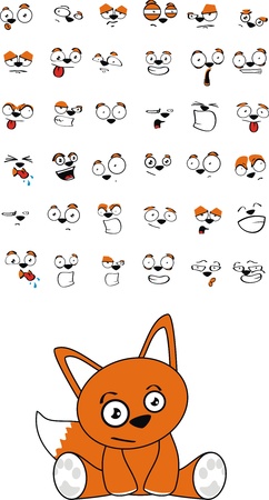 fox baby cute sitting cartoon set in vector formatのイラスト素材